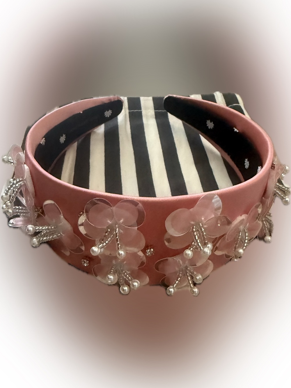 Lele Sadoughi, NWOT Bridgette Blush Pink Embellished Floral Headband dust cover